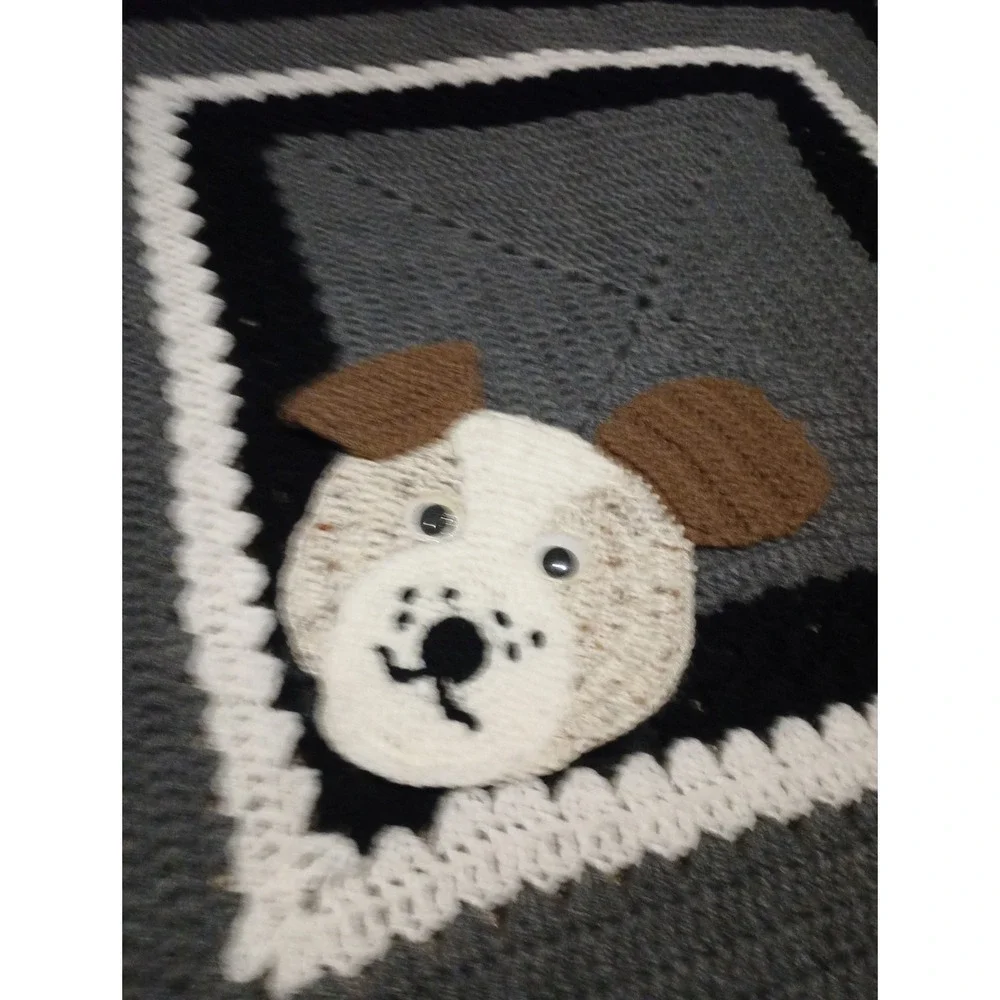 Handmade Vintage Crochet Knit Granny Square Trow Blanket Cottagecore Retro 48x52